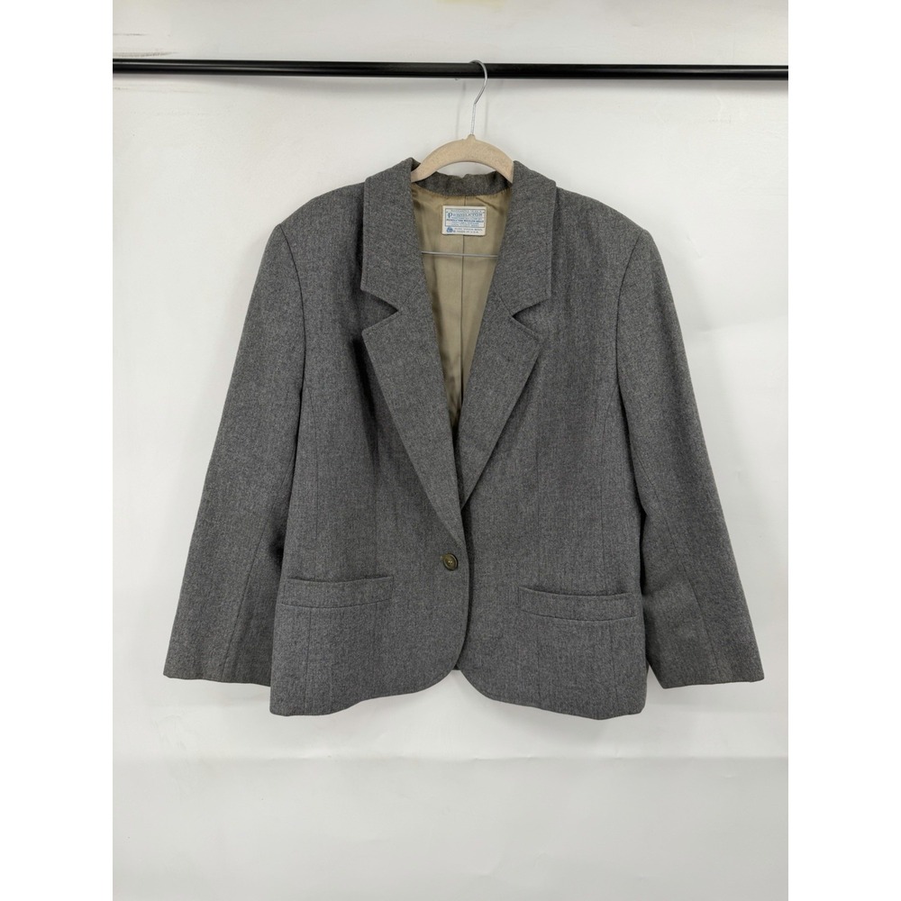 Vintage Pendleton Blazer Women Gray Virgin Wool USA Made Academia Jacket VTG - Picture 2 of 10